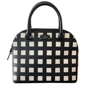 Kate Spade Black and Cream Checkered Satchel w/Adjustable Crossbody NWOT